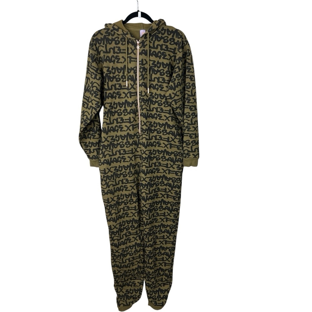 Savage X Fenty by Rihanna Logo Print Zip Front Hooded Onesie Jumpsuit Size Small - Picture 4 of 10